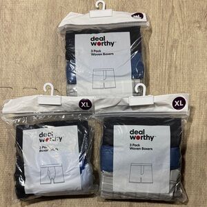 9 pairs Men's Woven Boxers 3-Pack - Black, Blue, Gray